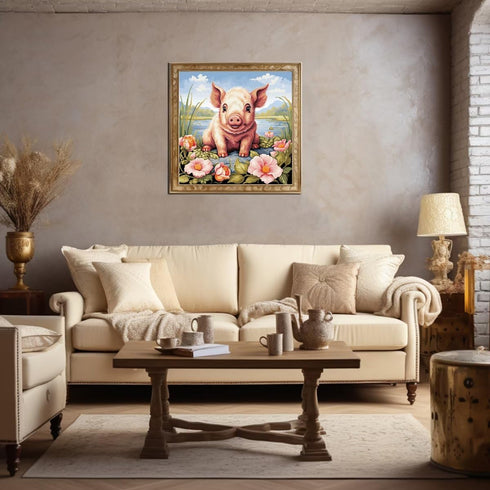 51buyoutgo Pig 11ct Cross Stitch Kits, 11 CT Funny Pre Printed Counted Stamped Cross Stitch Embroidery Needlepoint Needlework Patterns Kits for Be...