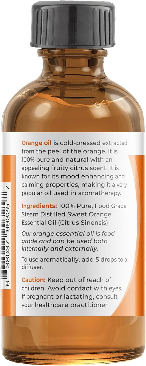 Viva Doria 100% Pure Sweet Orange Essential Oil, Undiluted, Food Grade, USA Orange Oil, 118 mL (4 Fl Oz) …...
