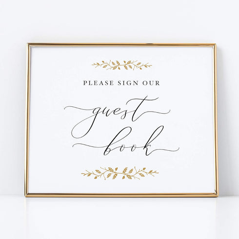 Please Sign Our Guestbook Sign for Weddings 8x10 Pearl with Gold Accents Printed on Professional Thick Pearlescent Cardstock Wedding Decoration UN...