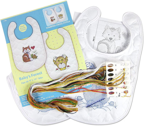 Design Works Crafts Janlynn Stamped for Cross Stitch Bib Kit, Baby's Forest, Small...