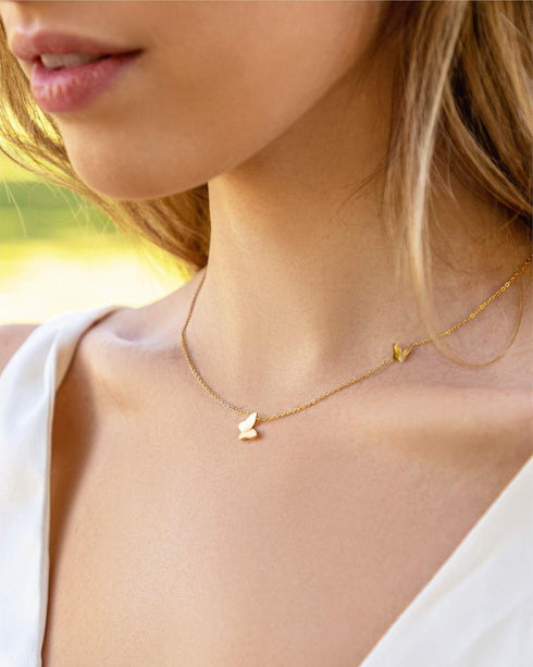 Benevolence LA Gold Butterfly Necklace, 14k Gold Dipped Butterfly Necklaces for Women, Cute Butterfly Necklace, Dainty Butterfly Jewelry, Gold Nec...