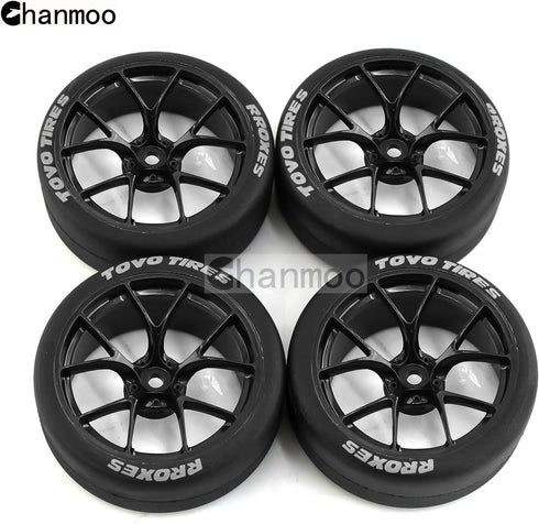 1/10 RC Rally On Road Car Tires and Hard Plastic Wheels Rims Drift Tyres 12mm Hex for 1:10 Scale RC Racing Car Tamiya Traxxas HPI KYOSHO XV02 XV01...