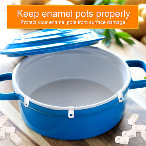 12pcs Dutch Oven Lid Protector Clips, Cookware Protector Clips Replacement Plastic Bumpers Stacking and Storage Protective Clips for Dutch Oven Po...