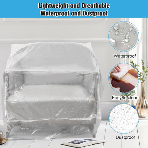 Plastic Furniture Chair Covers for Moving Storage,Extra Large Heavy Duty Chair Couch Covers Protectors,Waterproof Recliner Cover Clear Moving Bags...