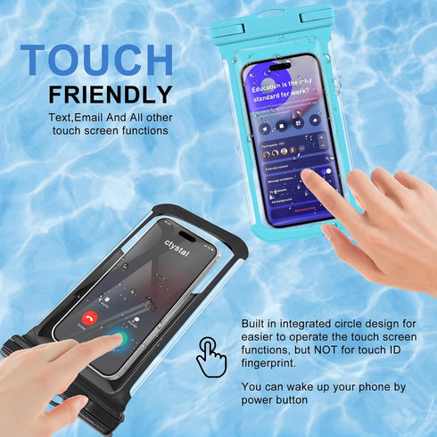 2 Pack Waterproof Phone Pouch- 3D Design 7.5" Waterproof Phone Case for iPhone 15/14/13/12/11 Pro Max Plus Samsung, IPX8 Cellphone Dry Bag Beach C...
