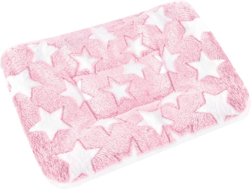 Small Animal Bed Mat, Soft & Warm, Suitable for Guinea Pig, Hamster, Rabbit, Rat and Bearded Dragon (X-Large(13.3''x9.4''), Star Pink)...
