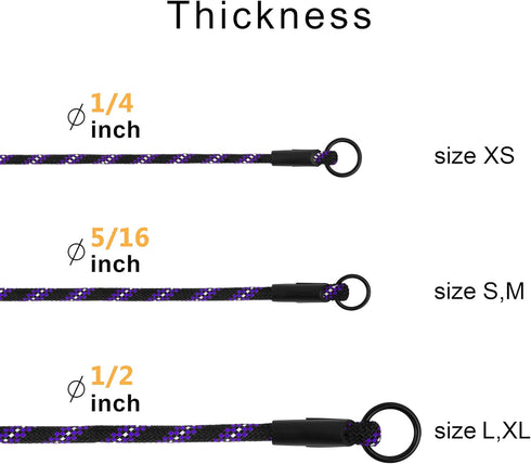 BronzeDog Rope Pro Training Dog Collar Braided No Pull Quick Release Round Lead Collars for Dogs Small Medium Large Puppy (S - 17.7" Long, Purple)...