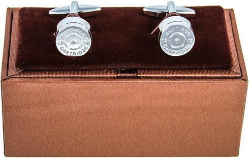 Bullet Shell Casing Army Police Pair Cufflinks in a Presentation Gift Box & Polishing Cloth...