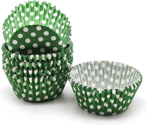 Green Standard Baking Cups, Cute Polka Dots Greaseproof Cupcake Liners, 150-Count...