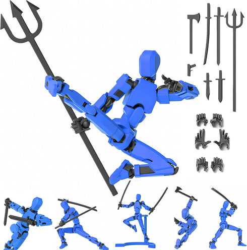 T13 Action Figure Set 3D Printed Multi-Jointed Movable T13 Lucky 13 Dummy 13 Nova 13 Robot 13 Action Figure (Blue)...