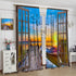 Lakeside Landscape Curtains, Rustic Style Bridge Boat Lake Nature 3D Landscape Scenery Prints Window Treatments Drapes for Bedroom Living Room 2-P...