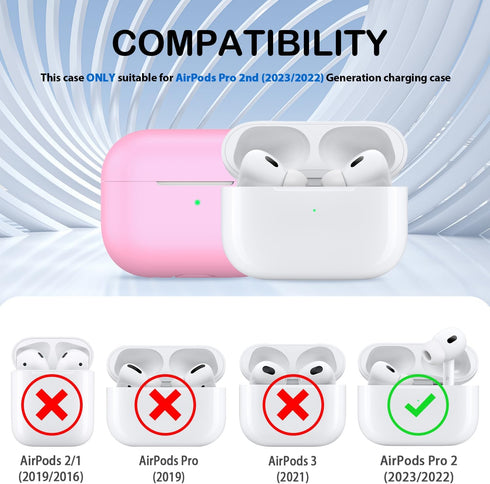 AirPods Pro 2nd Generation Case Cover, Military Grade Anti-Fall Soft Silicone Shock-Absorbing AirPods Pro Case Skin Touch with Keychain and Cleani...