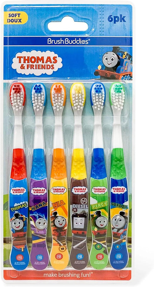 Brush Buddies Thomas & Friends Toothbrush for Kids, Kids Toothbrushes, Toddler Toothbrush Ages 2-4, Soft Bristles for Kids, 6PK...