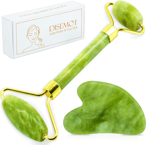 Jade Roller & Gua Sha Facial Tools, Natural Anti-Aging Jade Beauty Skin-Care Tool Face Roller to Rejuvenate Facial Skin Cooling, Slimming & Firmin...