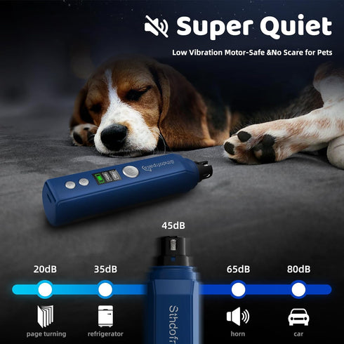 Dog Nail Grinder, Super Quiet LED Light 2 Speeds LCD Display Electric Rechargeable Pet Nail Trimmers Clipper Painless Paws Grooming & Smoothing To...