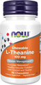 NOW Supplements, L-Theanine 100 mg with Inositol and Taurine, Tension Management*, 90 Chewables...