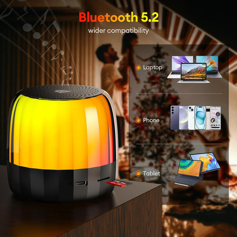 Transformers Small Bluetooth Speaker Bt 5.3 Wireless Portable Bluetooth Speakers with Dynamic RGB Lights Loud Sound 12H Playtime Support TF Card K...