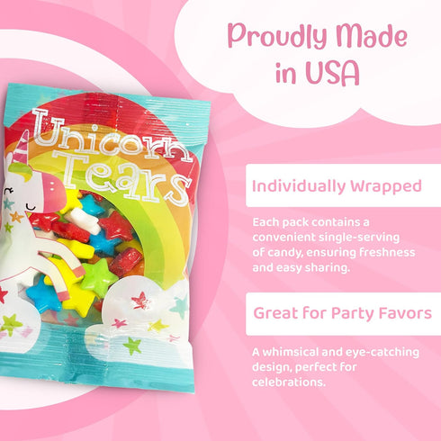 12 Ct Unicorn Tears Rainbow Candy Bulk Pack - Sweet Cherry, Lemon, Lime, Orange, Blue Raspberry Fruity Chews - Kosher Easter Snacks - Mini Easter ...