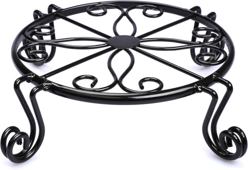 Black Plant Stand for Flower Pot Heavy Duty Potted Holder Indoor Outdoor Metal Rustproof Iron Garden Container Round Supports Rack for Planter Bro...