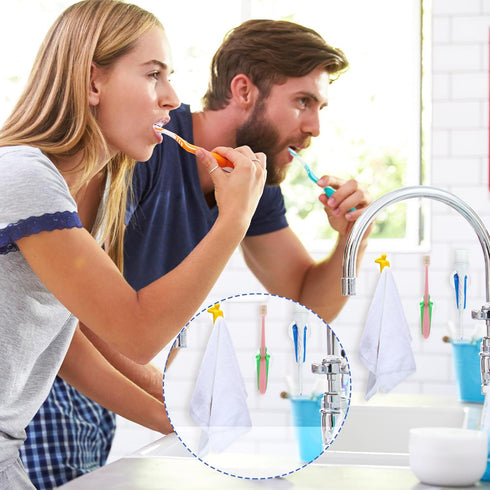 8 Pieces Shower Toothbrush Holder Suction Cup Hooks Toothbrush Holder Colorful People Design Wall Mounted Suction Hook for Bathroom Razor Utility...
