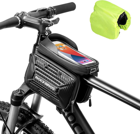 ROCKBROS Bike Phone Bag Bicycle Waterproof Front Frame Pouch Top Tube Handlebar Bag Cycling Cell Phone Storage Bag for iPhone 11 12 13 PRO XS XR 8...