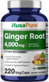 NusaPure Ginger Root Capsules 4000 mg per Veggie Caps | 220 Count | Non-GMO | 20:1 Extract...