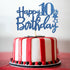 Royal Blue Glitter Happy 10th Birthday Cake Topper - 10 Sign Cake Topper - Cheers to 10 Years Party Supplies - 10th Birthday Party Decorations...