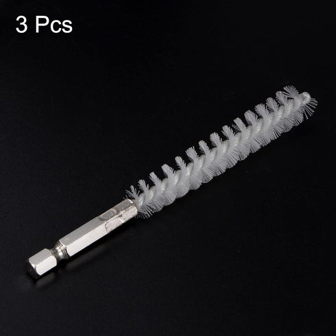 3pcs Nylon Bore Brush 12mm Dia Cleaning Wire Brush with Handle 1/4 Inch Hex Shank for Tubes, Ports, Bearings...