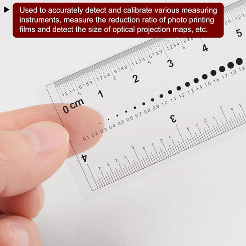 2pcs Film Flexible Ruler 4 Inch 0.1mm Scale PET Plastic Covered Folding Straight Ruler Calibration Soft Ruler Measuring Tool for Factory, Transpar...