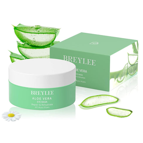 BREYLEE Aloe Vera Eye Mask– 60 Pcs - Puffy Eyes and Dark Circles Treatments – Look Younger and Reduce Wrinkles and Fine Lines Undereye, Improve an...