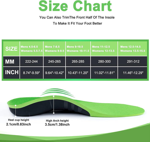 Arch Support Insoles for Women Men,Plantar Fasciitis Shoe Insoles All Day Pain Relief-Shoe Inserts-Orthotic Inserts for High Arch,Flat Feet,Pronat...