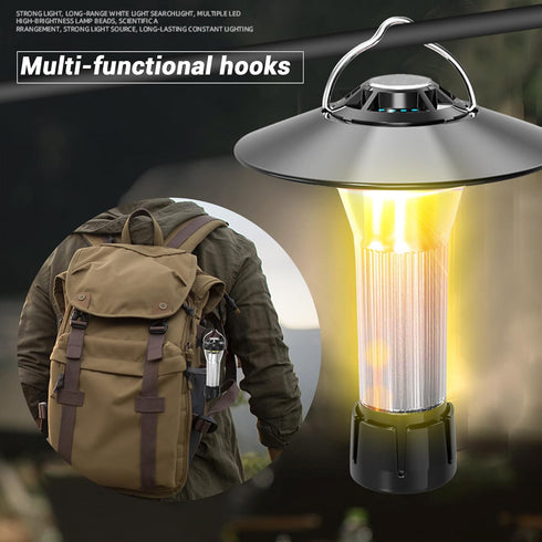 Rechargeable Camping Lantern - 2200mAh Power Bank with Type-C Fast Charging , 100 Lumens Camp Lantern with 3 Light Modes, Stepless Dimming Suit fo...