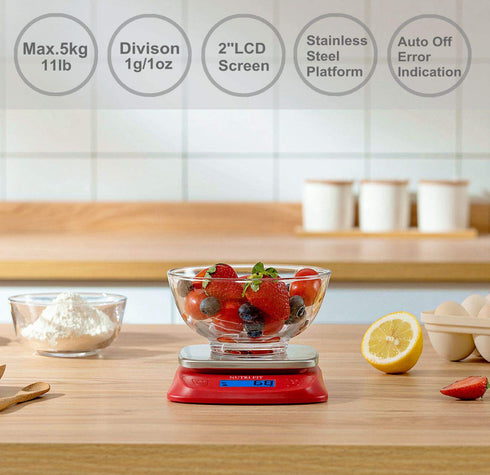 NUTRI FIT Ultra Slim Food Scale Digital Kitchen 1g Increment Measure in lb oz ml High Precision Weight in Grams and oz for Coffee Making, Meal Pre...