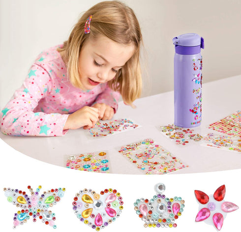 Gifts for Girls Decorate Your Own Water Bottles with Rhinestone Glitter Gem Stickers- Birthday Gifts for Kids DIY Arts and Crafts, BPA Free Stainl...