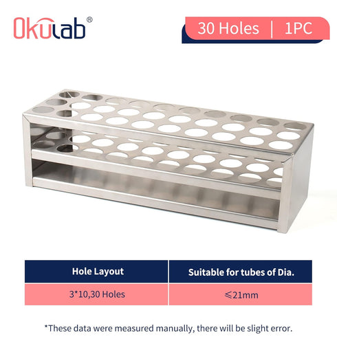 Test Tube Rack, 30 Holes Stainless Steel Test Tube Racks, with Extended Edges Providing Handles, Suitable for Tubes of Dia.?21mm, Round Holes Test...
