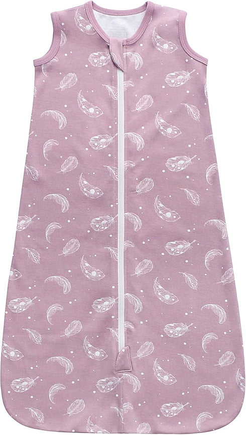 Owlivia Baby Sleep Sack Organic Cotton Sleeping Bag with 2-Way Zipper,100% Organic Cotton Wearable Blanket,Unisex Sleep Sack(Feather Mauve, 3-12 M...
