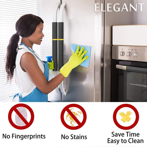 MRKG Refrigerator Door Handle Covers, Set of 4, Washable Without Fading or Cracking, Keep Your Kitchen Appliance Clean from Smudges, Drips, Food Stains, Oil (Black)