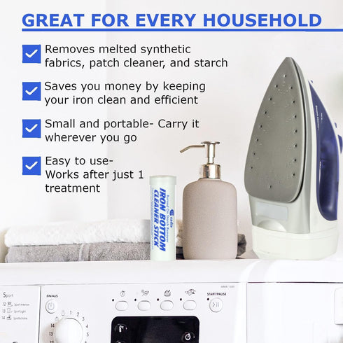 Steam Iron Cleaner Stick, Iron Reactor Cleaner - Removes Build-Up Starch, Melted Fabric, Glue from Hot Iron - Eliminates Sticky Residue on Any Iro...