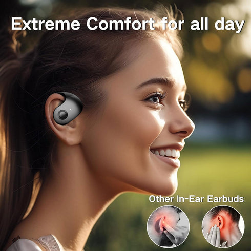 NEW Ultra Bone Conduction Earphones Open Earbuds with Immersive Audio Clear Call, Wireless Bluetooth Ear buds Stable Fit, Robust Bass, Sweat-Proof...