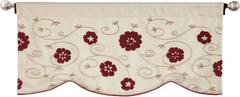 Lush Decor Royal Embrace Valance Floral Window Kitchen Curtain (Single), 18” x 42”, Blue...