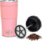 Portable French Press Travel Mug (15oz) - Stainless Steel & Double Wall Vacuum Pink Coffee Maker – Single Serve French Press for Travel, Home, Off...