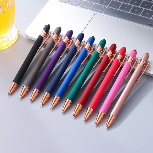 Ballpoint Pen with Stylus Tip, 1.0 mm Black Ink Metal Pen Stylus Pen for Touch Screens, 2 in 1 Stylus Ballpoint Pen (48 Colors pens and 48 Refills...