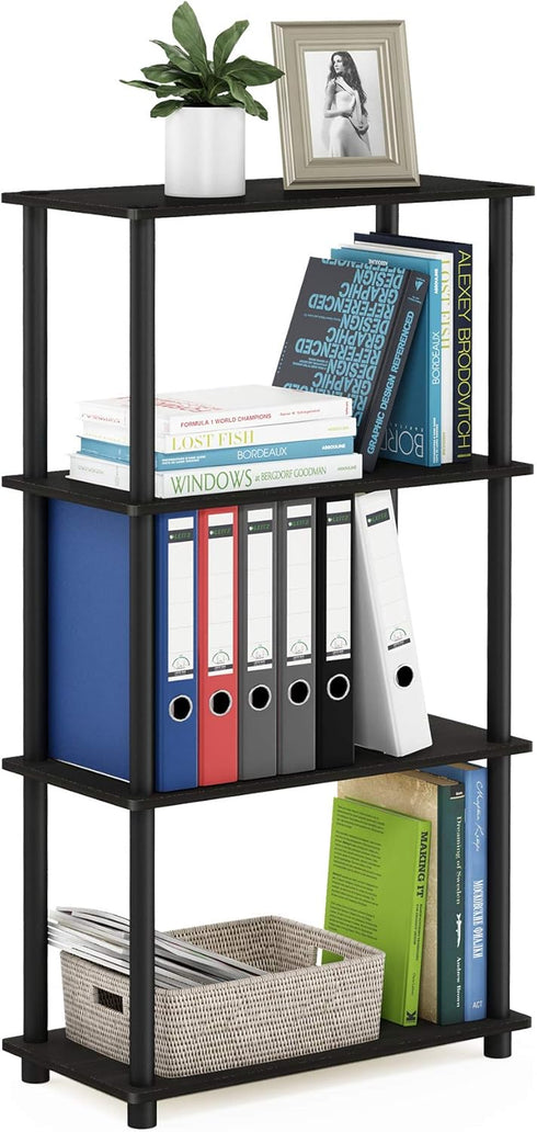 Furinno (99557EX/BK) Turn-N-Tube 4-Tier Multipurpose Shelf Display Rack - Espresso/Black...