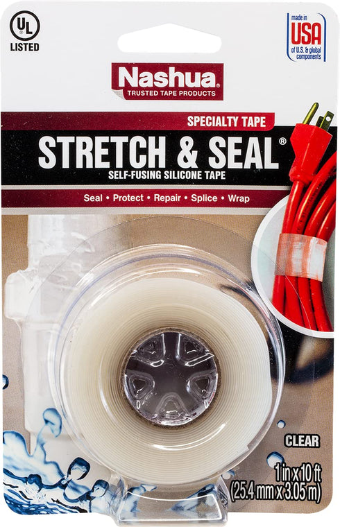 Nashua - 1541204 1 in. x 10 ft. Stretch & Seal Self-Fusing Silicone Tape in Clear...