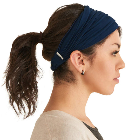 CHARM Navy Japanese Bandana Headbands for Men and Women – Comfortable Head Bands with Elastic Secure Snug Fit Ideal Runners Fitness Sports Footbal...