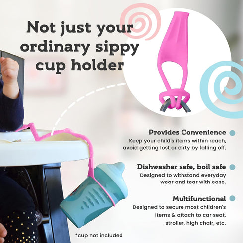 Brilli Baby Cup Catcher Patented Safety Tether Strap, Attach Sippy Cups, Bottles, Pacifiers & More to Stroller, High Chair, Car Seat, Made in USA,...