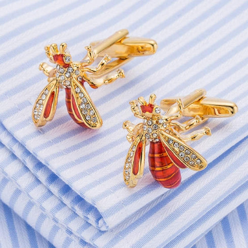Bee Cufflinks for Men, Crystal Bumblebee Cufflinks, Hornet Wasp Bee Cuff Links, Honey Bee Shirt Tuxedo Cufflinks, Punk Animal Cufflinks French Cuf...