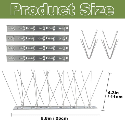 Bird Spikes Pigeon Spikes : 3.2ft Anti Bird Spikes for Outside to Keep Birds Away, Cat Spikes, Fence Spikes, Bird Nest Preventer, Stainless Steel ...