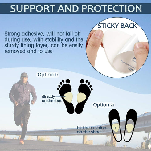 20 Pieces Metatarsal Felt Pads Foot Insert Pads Ball of Foot Cushion for Foot Pain Relief Forefoot and Sole Adhesive Foam Foot Pad for Men and Wom...