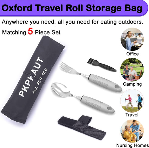 Weighted Parkinsons Utensils for Hand Tremors, Weighted Silverware for Parkinsons Patients Arthritic Hands, Built Up Utensils for Adults, Adaptive...